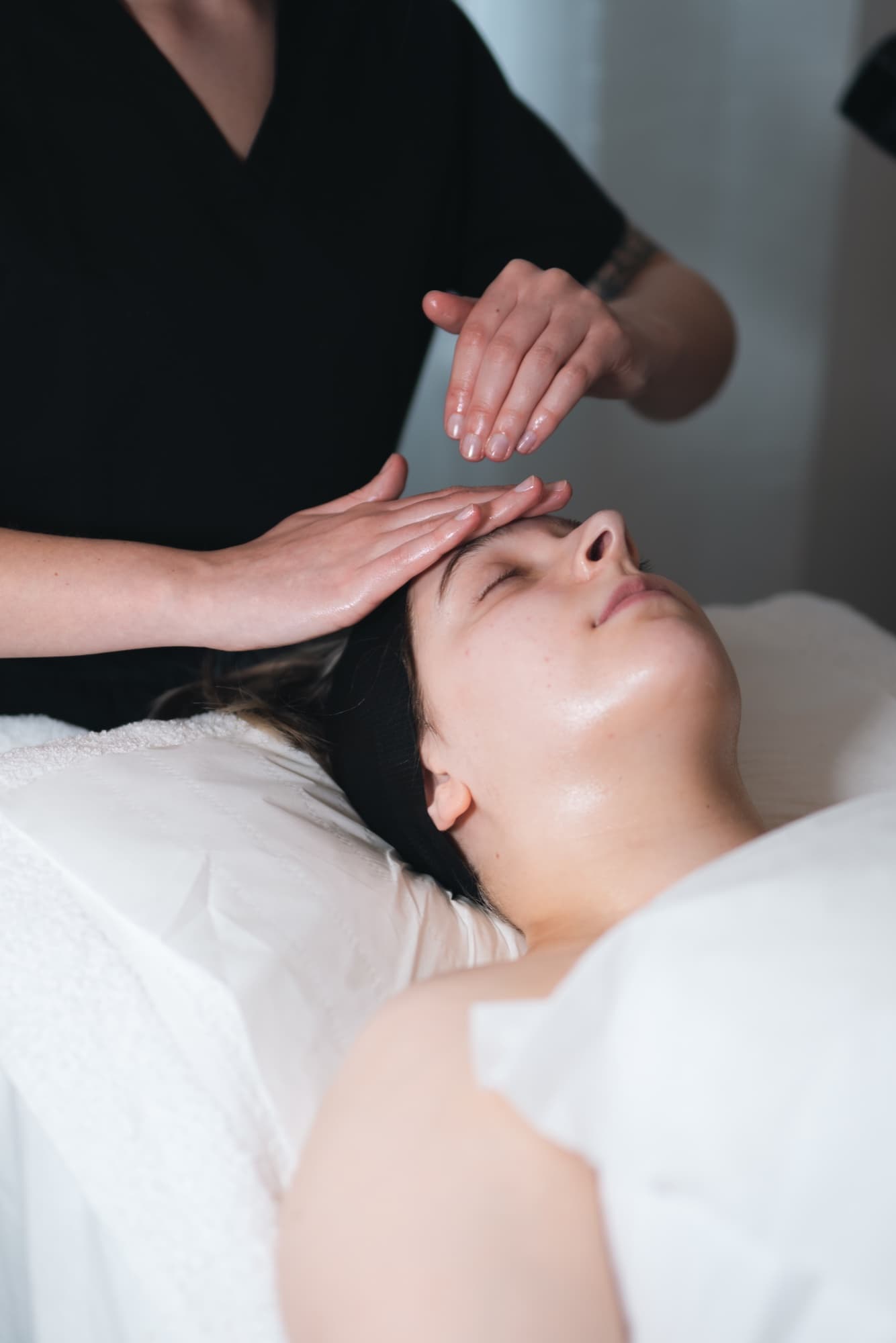 Hands-on facial massage during a Skin Renewal Facial at Fresh Faced Skin Clinic in Grimsby.